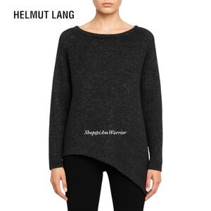Helmut Lang Black Mélange Alpaca-Blend Asymmetrical Sweater